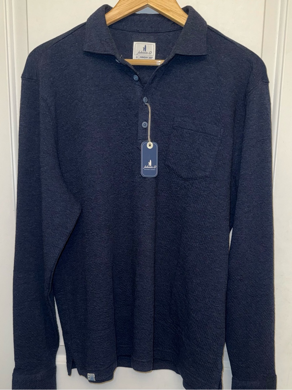 NWT johnnie-O "Alwin" Long-Sleeve Terry Polo Sweater in Classic Navy